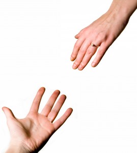couples hands separating
