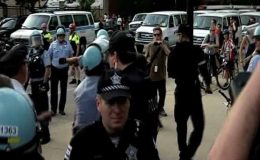 شکاگو : نیٹو اجلاس کے خلاف مظاہرہ کرنیوالوں کی پولیس سے جھڑپیں