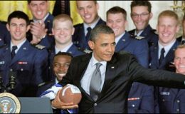 صدر براک اوبامہ کا فٹبال لیگ کی چیمپئن ٹیم کو استقبالیہ