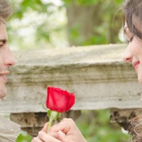 romantic couple with rose