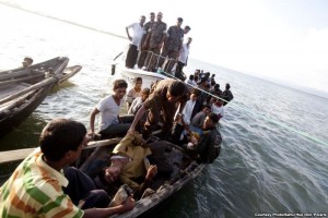 The refugees fleeing Burma are apprehended by Bangladeshi border guards