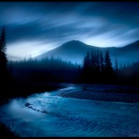 blue river night