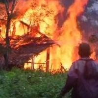 House on fire in Burma
