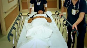 woman patient on stretcher