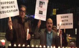 لندن : ملالہ سے اظہار یکجہتی کے لئے شمعیں روشن