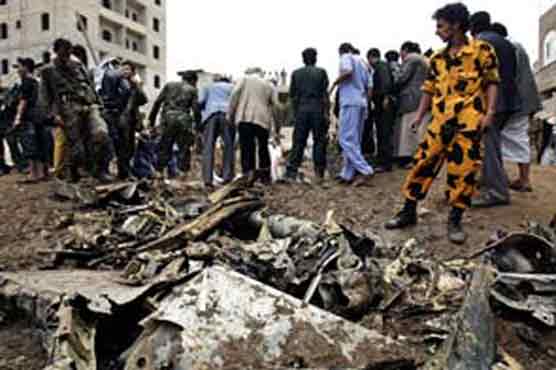 صنعا میں فوجی طیارہ گر کر تباہ، پائلٹ ہلاک