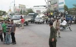 کراچی : حیدری مارکیٹ کے تاجروں کا بھتہ مافیا کے خلاف احتجاج