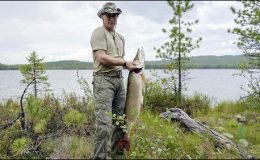 روسی صدر پیوٹن نے 21 کلو وزنی مچھلی پکڑ لی