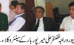 چیئرمین احتساب بیورو راجہ غضنفر علی میرپور بار کے سینئر وکلاء سے تبادلہ خیال کر رہے ہیں