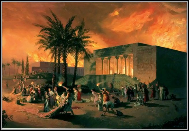 Persepolis set on fire after being robbed by the decoit Alexander of Macedonia