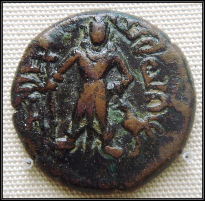 A Ancient Coin showing Rooster with a War Lord