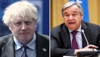 Boris Johnson and Antonio Guterres