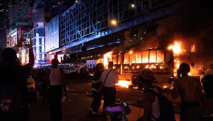 Knicks Victory Sparks Chaos: Bus Torched in Manhattan
